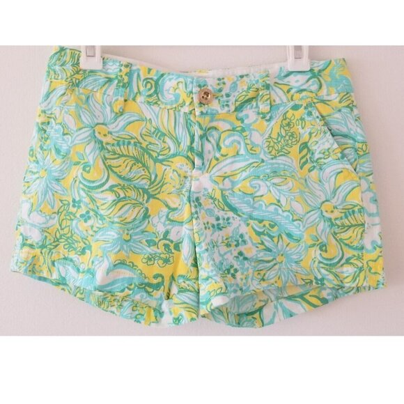 Lilly Pulitzer Callahan shorts in green blue yellow pattern, sz 2 - Picture 4 of 8